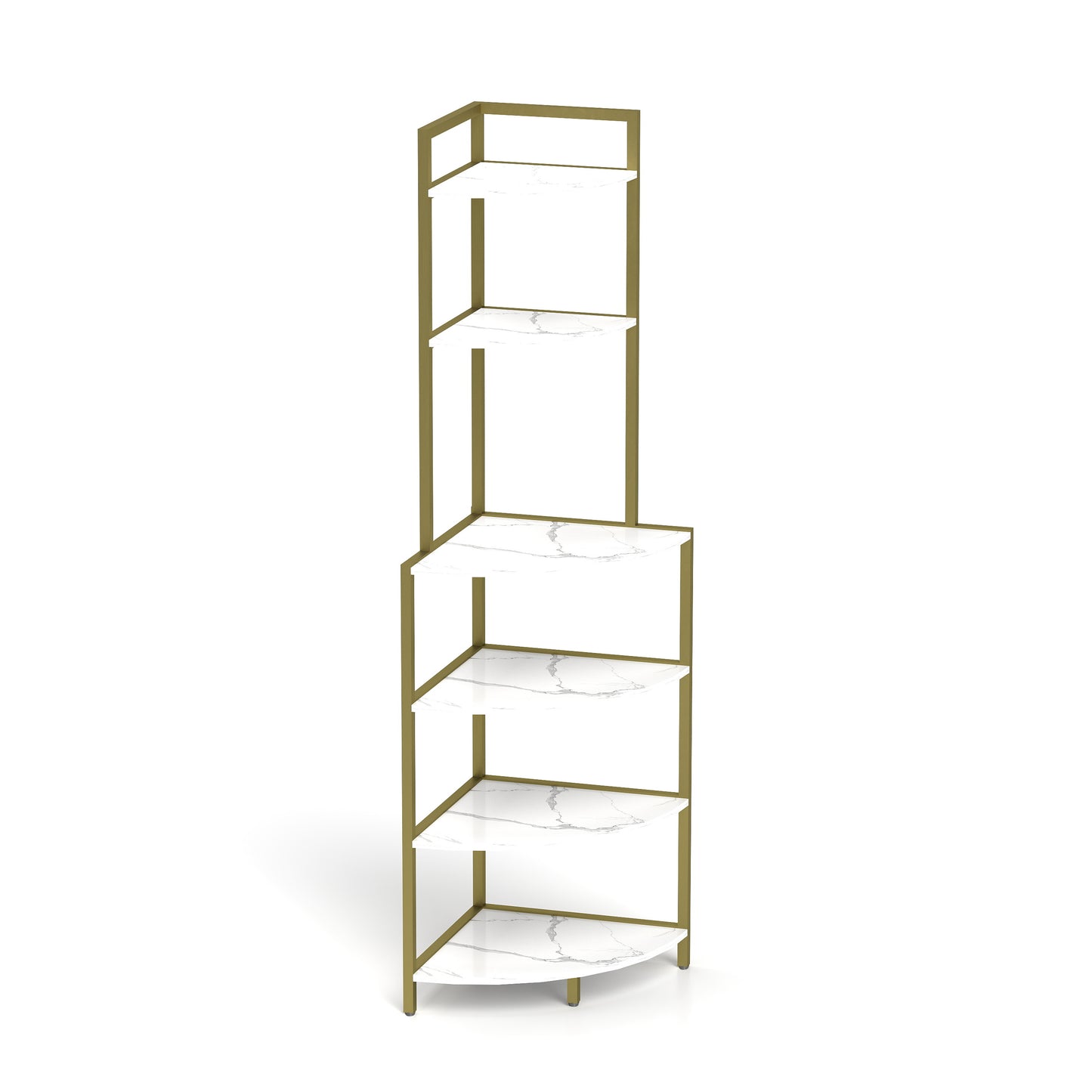 6-Tier Corner Open Shelf Modern Bookcase Wood Rack Freestanding Shelving Unit,Plant Album Trinket Sturdy Stand Small Bookshelf Space-Saving for Living Room Home Office Kitchen Small Space - SolidRoot Buy Furniture USA