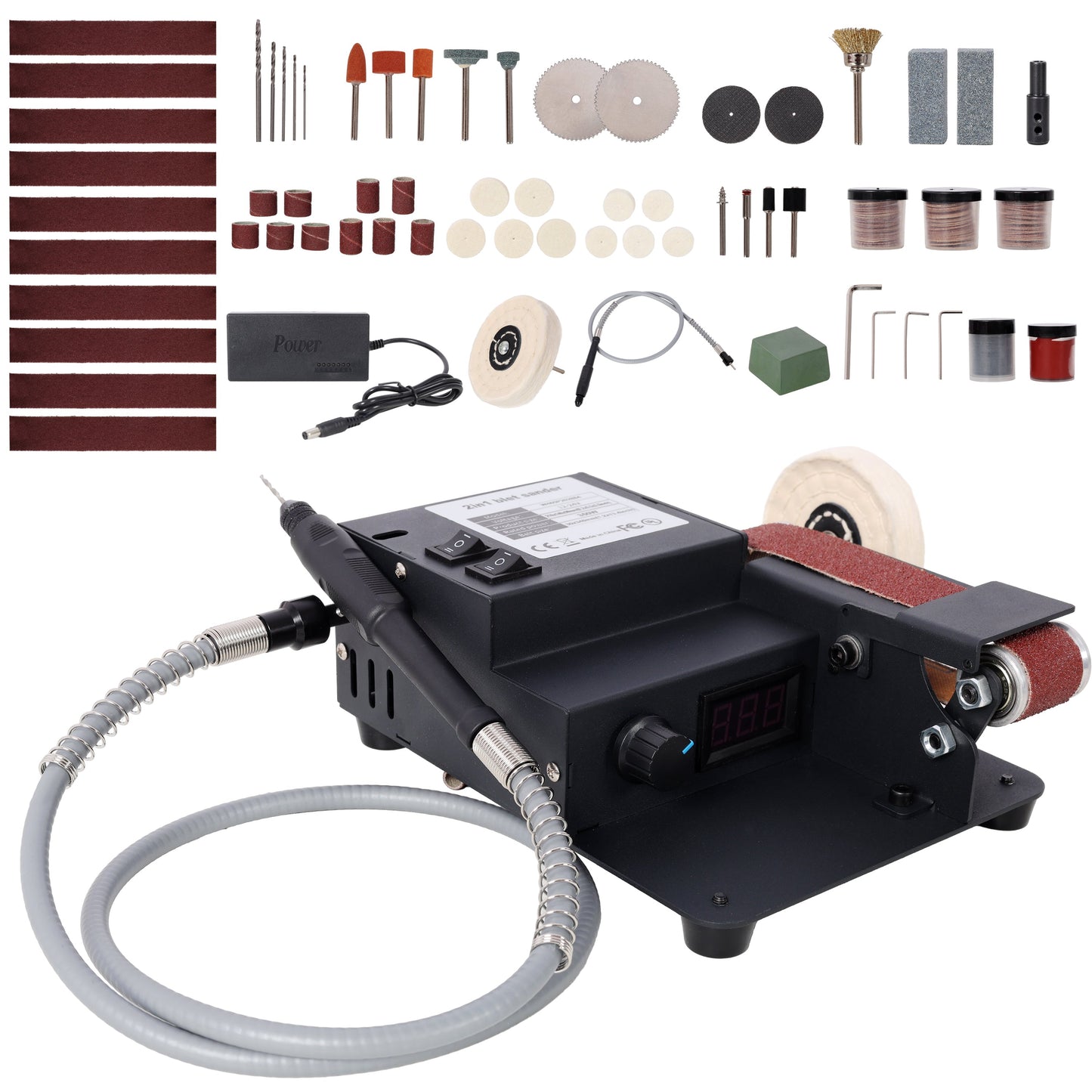 2-in-1 Belt Sander,350W Dual Motor Rotary Tool Sand Belt,Mini Electric Belt Sander Desktop Polisher,Multifunctional Power Tool SolidRoot Buy Furniture USA