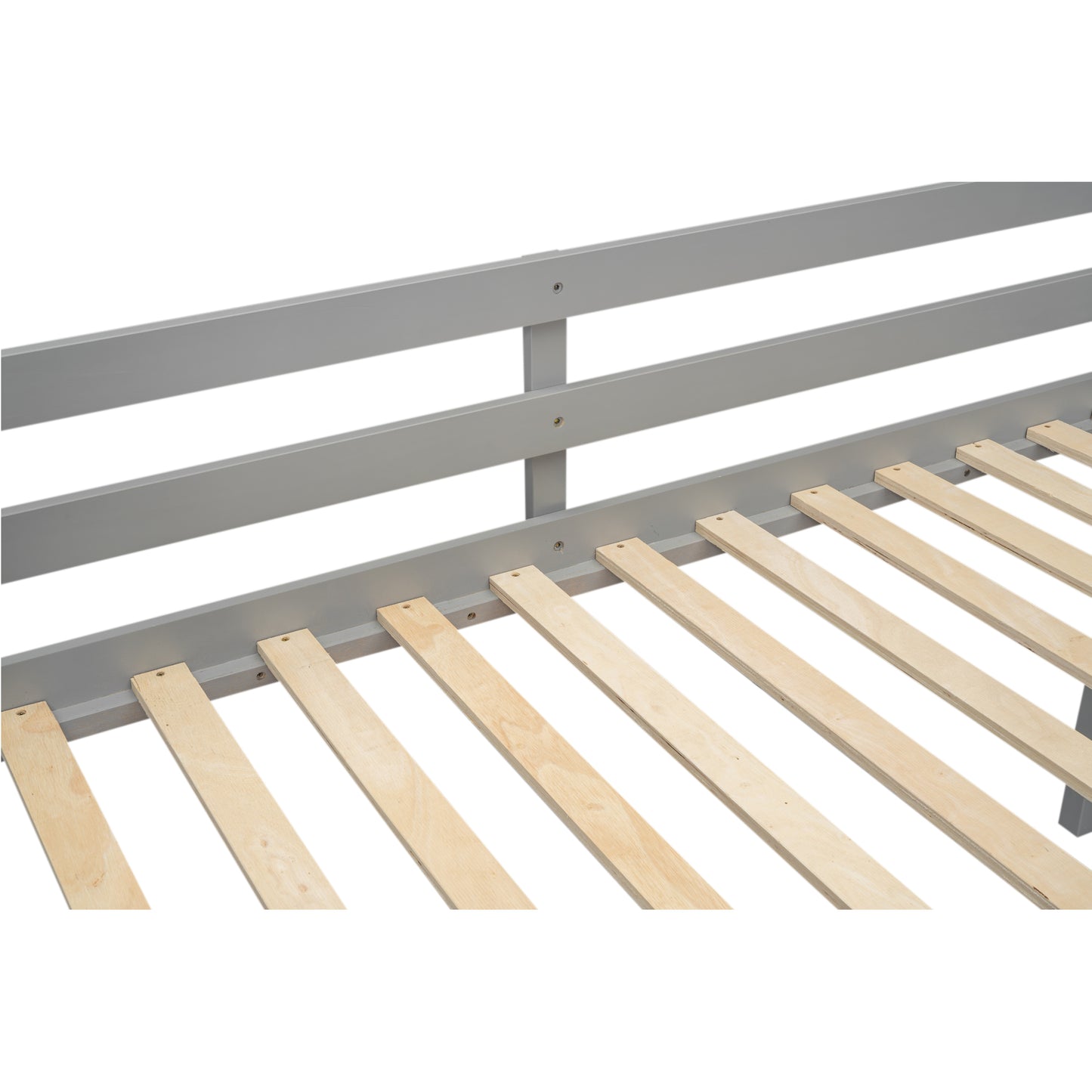 Twin Size Wood Low Loft Bed with Ladder, ladder can be placed on the left or right, Gray - SolidRoot Buy Furniture USA