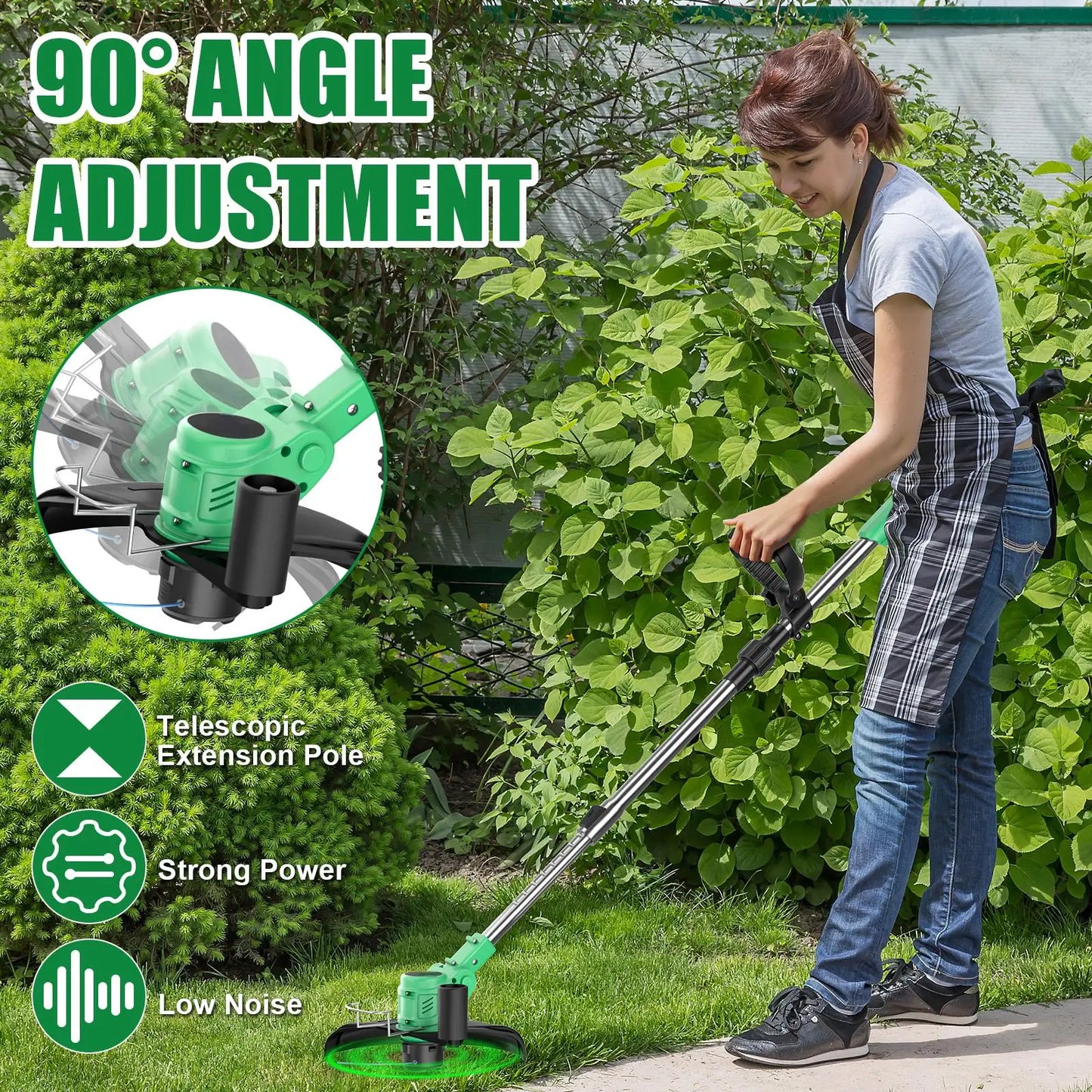 Electric Grass Trimmer 20V Cordless with Folding Handle DIY Grade Local US Warehouse SolidRoot Buy Furniture USA