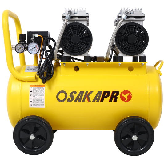 2.5 HP Silent Air Compressor 13 Gallon, Oil-Free, Electric Shop Air Compressor Portable,Lightweight with Wheels, 70 dBA Noise Level, with Automatic Drain Valve,Yellow SolidRoot Buy Furniture USA
