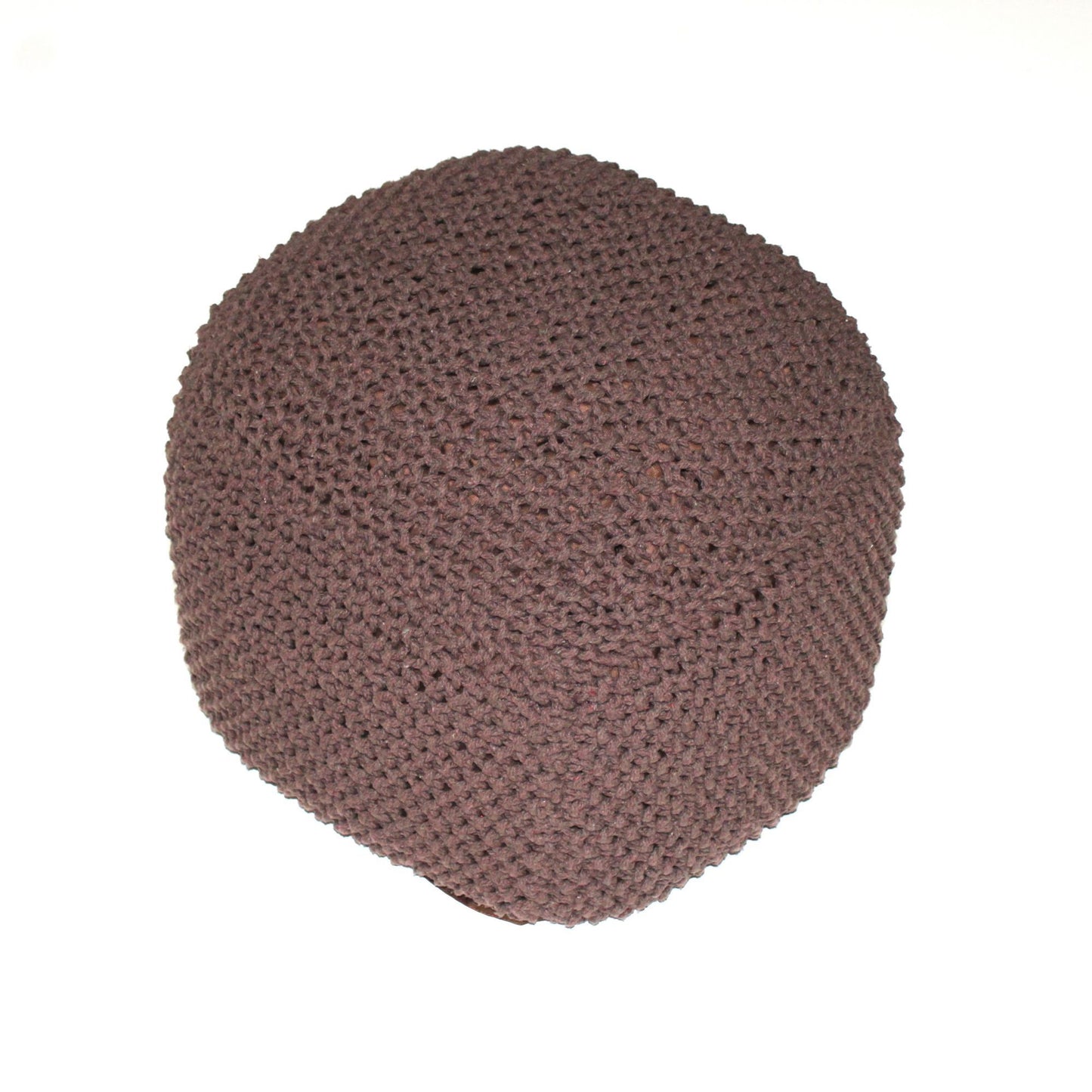 Handmade Semi-Rounded Cable Knitted Pouf - Perfect Seating & Footrest - 100% Cotton - Brown - 21' X 21' X 18' SolidRoot Buy Furniture USA
