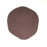 Handmade Semi-Rounded Cable Knitted Pouf - Perfect Seating & Footrest - 100% Cotton - Brown - 21' X 21' X 18' SolidRoot Buy Furniture USA
