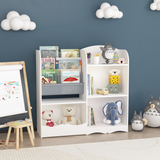 Kids Bookshelf and Toy Organizer, 3 Tier Bookshelf for Kids, Fabric Toddler Bookcase Book Shelf for Kids Rooms, Bedroom, Playroom, Nursery, Toy Storage Organizer with Bookshelf Livingsource