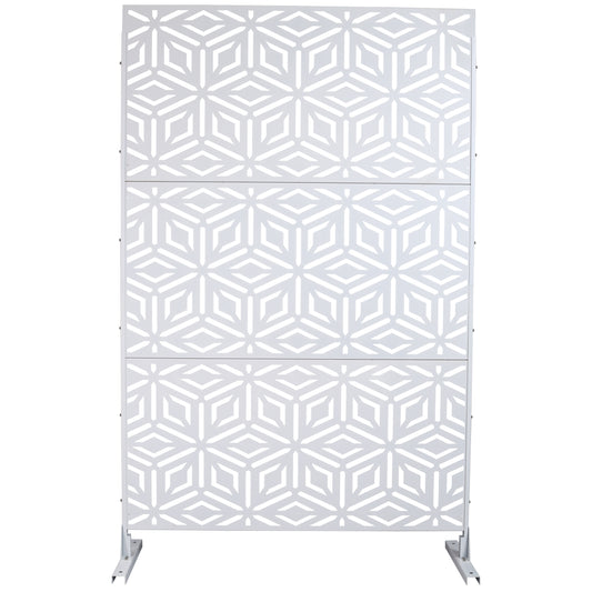 Outdoor & Indoor Privacy Screen Metal Privacy Screen 76' H×48' W, Freestanding Decorative Privacy Screen for Deck Balcony Patio, Privacy Fence Panels for Outside Lawn Garden PS115 WHITE SolidRoot Buy Furniture USA