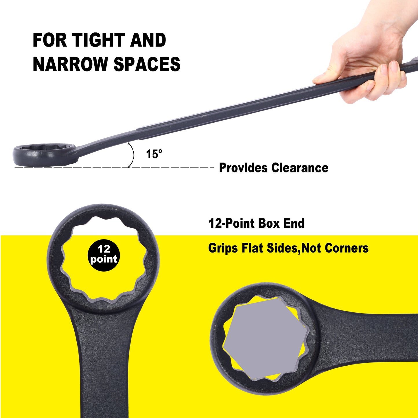 Jumbo Combination Wrench Set extra large, SAE, 11-piece, 1-5/16'' to 2'',Black Oxide, with Pouch Livingsource