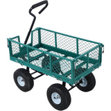 Steel Garden Cart, Steel Mesh Removable Sides, 3 cu ft, 550 lb Capacity, Green Livingsource
