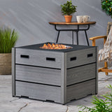 Outdoor 31' WPC Base Square Propane Fire Pit - 40,000 BTU, Grey SolidRoot Buy Furniture USA