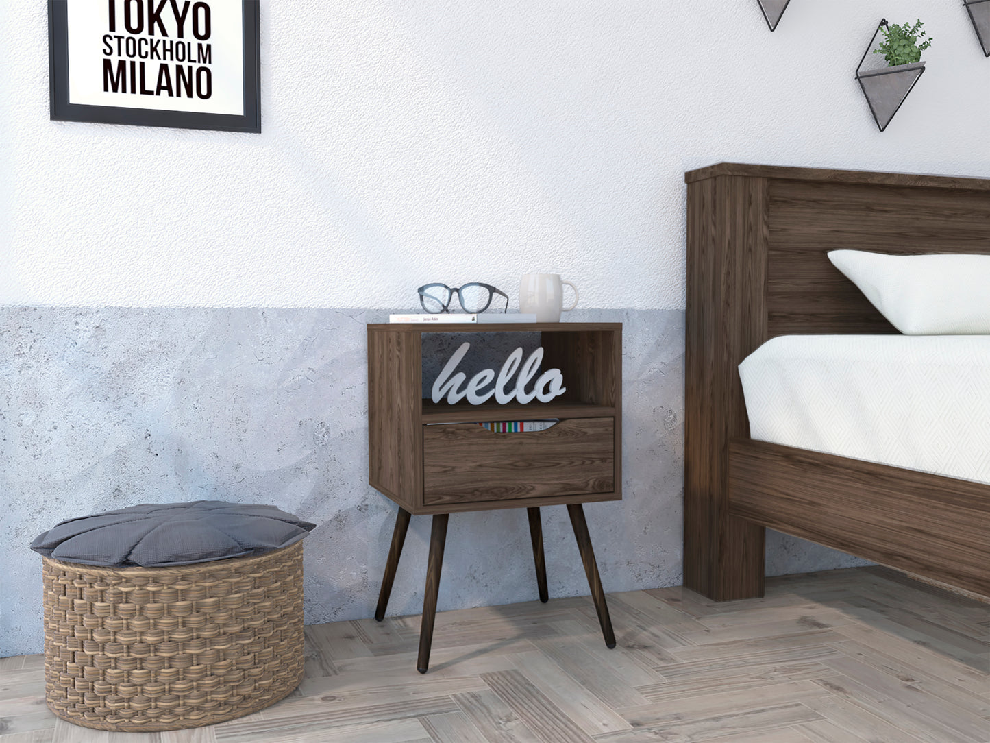 1-Drawer 1-Shelf Nightstand Dark Walnut SolidRoot Buy Furniture USA