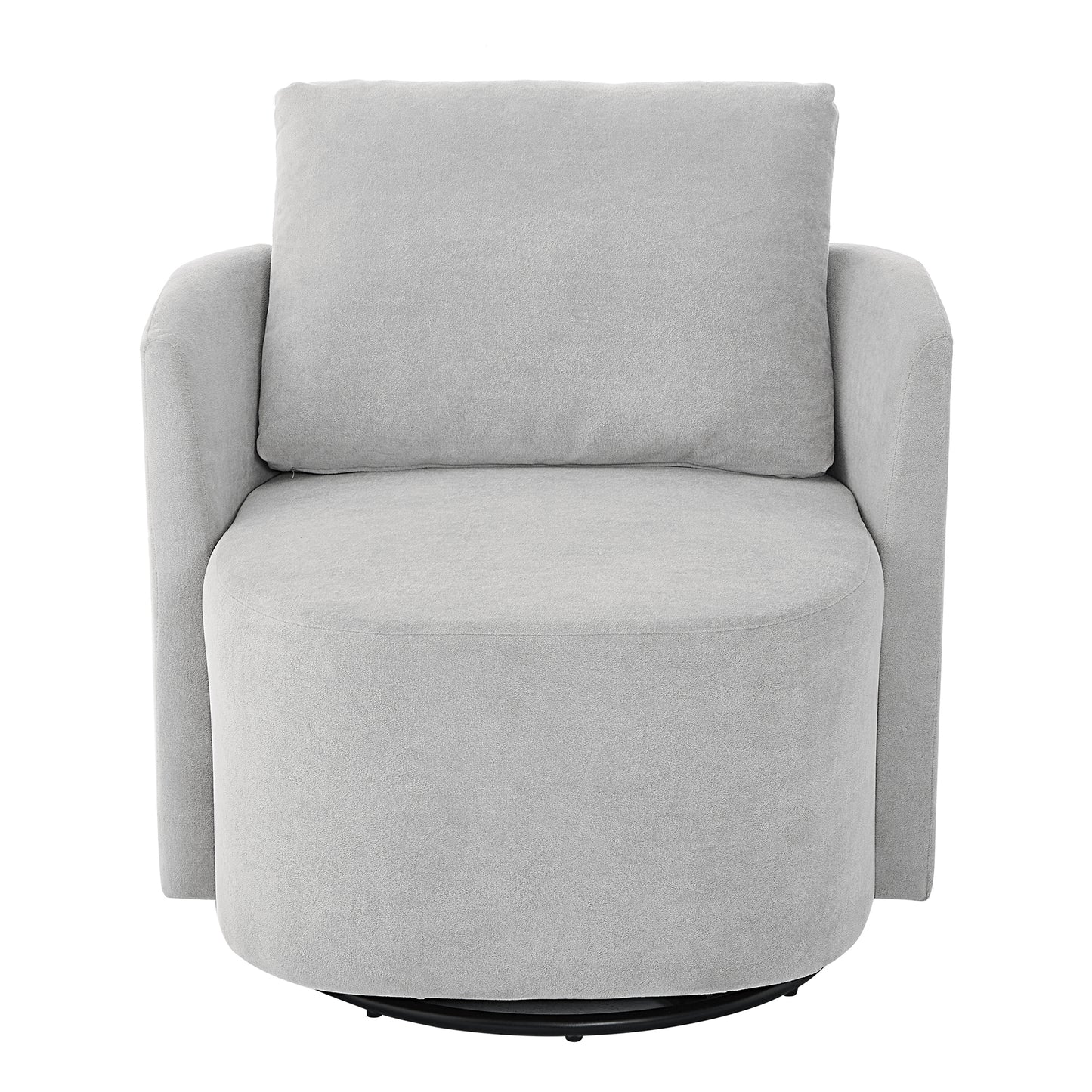Modern 360° Swivel Accent Barrel Armchair in Grey Chenille, 29.9' Upholstered with Curved Design for Living Room, Bedroom, Office, and Hotel SolidRoot Buy Furniture USA