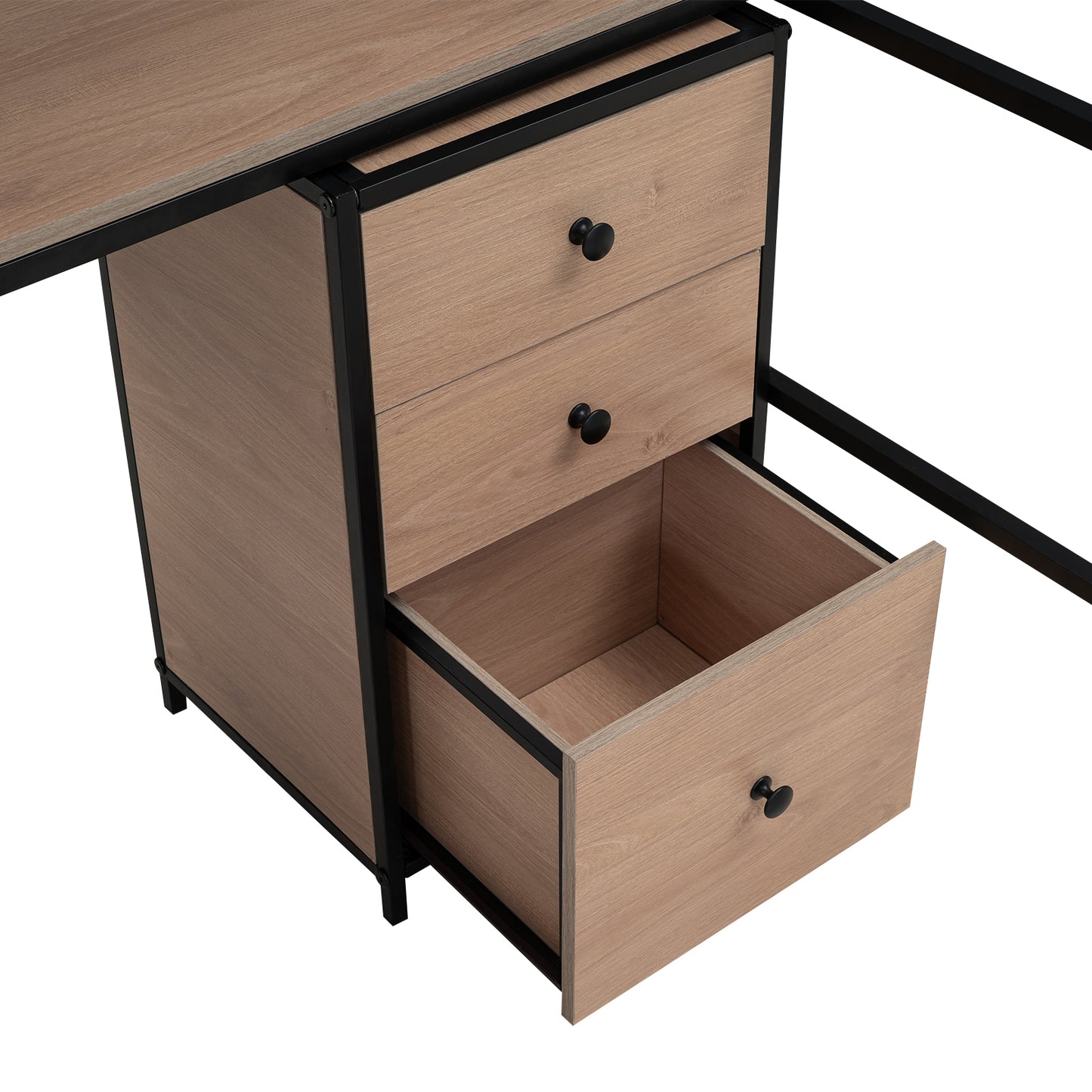 Metal Loft Bed with bookcase, desk and cabinet, Full, Black - SolidRoot Buy Furniture USA