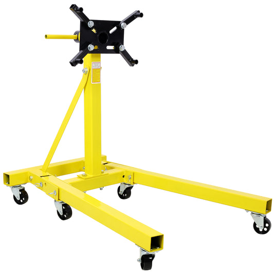 Heavy-Duty Folding Engine Stand 2000 LBS Capacity with Adjustable Mounting Head in Yellow Steel SolidRoot Buy Furniture USA