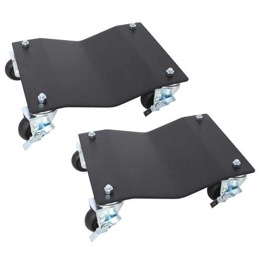 Professional Steel Vehicle Dollies, Heavy Duty Wheel Dolly, Black Steel Tire Skates with Brakes, 2-Pack, 2500lbs Capacity SolidRoot Buy Furniture USA