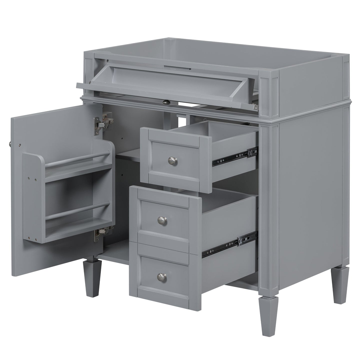 30'' Bathroom Vanity without Top Sink, Modern Bathroom Storage Cabinet with 2 Drawers and a Tip-out Drawer (NOT INCLUDE BASIN) SolidRoot Buy Furniture USA
