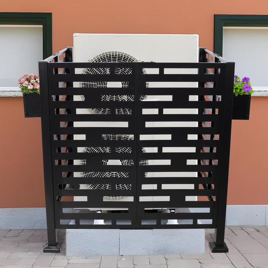 3.5*3.5FT Air Conditioner Fence for Outdoor Units Metal Privacy Fence,Metal Privacy Screen with Planter Boxes,Outdoor Freestanding Trash Can Fence SolidRoot Buy Furniture USA