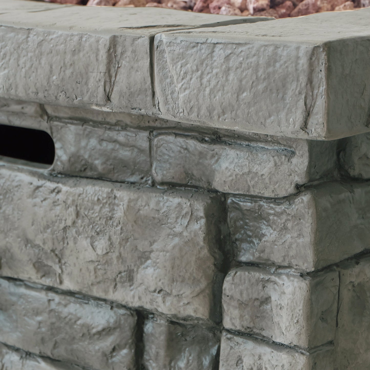 30" Outdoor Square MgO Propane Fire Pit - 40,000 BTU, Grey - SolidRoot Buy Furniture USA