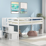 Loft bed with staircase , White SolidRoot Buy Furniture USA