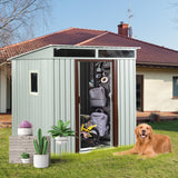 6ft x 5ft Outdoor Metal Storage Shed With window and Metal foundation White SolidRoot Buy Furniture USA