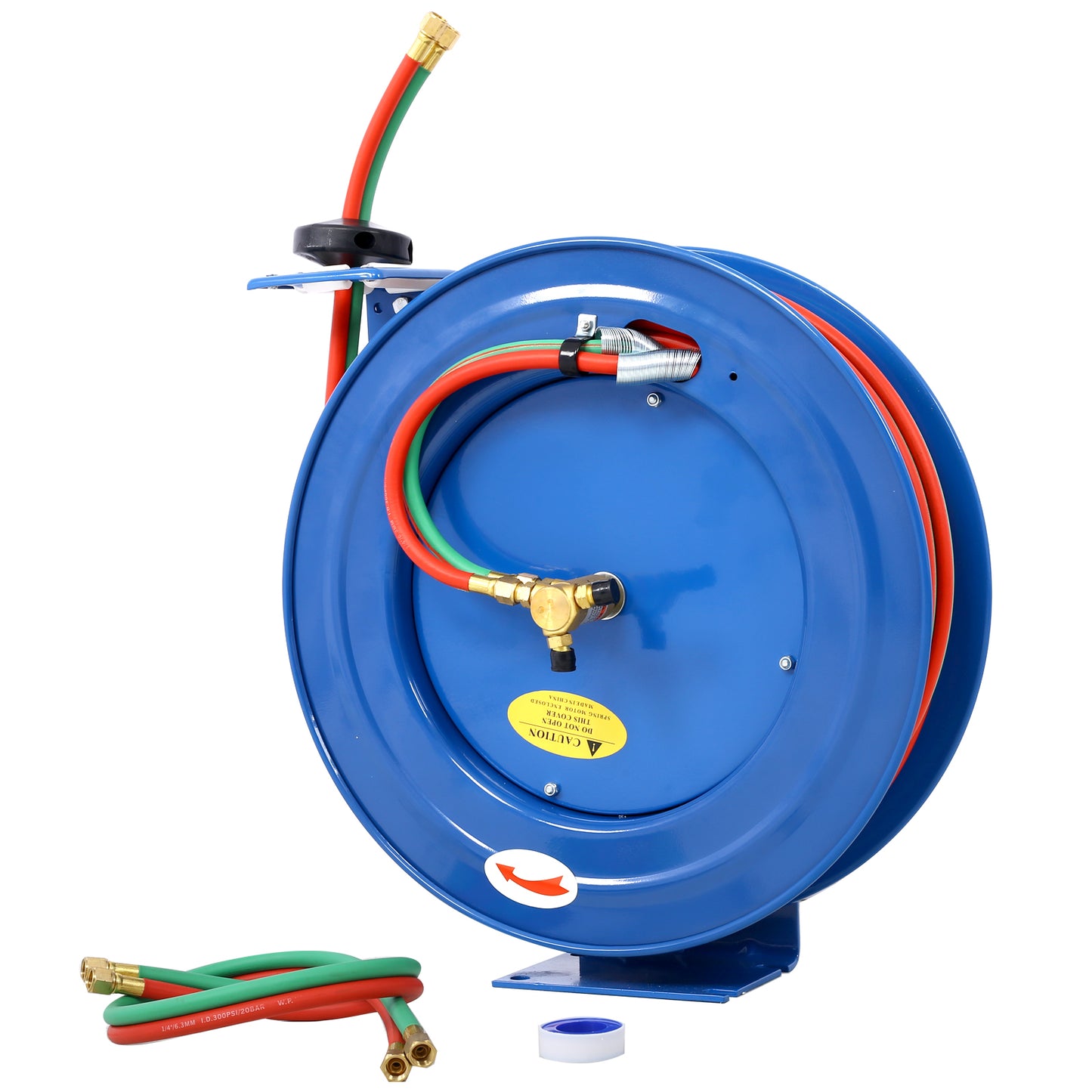Welding Hose Reel Retractable 1/4 Inch x 100 Foot Twin Oxygen Acetylene Rubber Hoses STD Duty Max 200PSI Heavy Duty Industrial Single Arm Construction - SolidRoot Buy Furniture USA