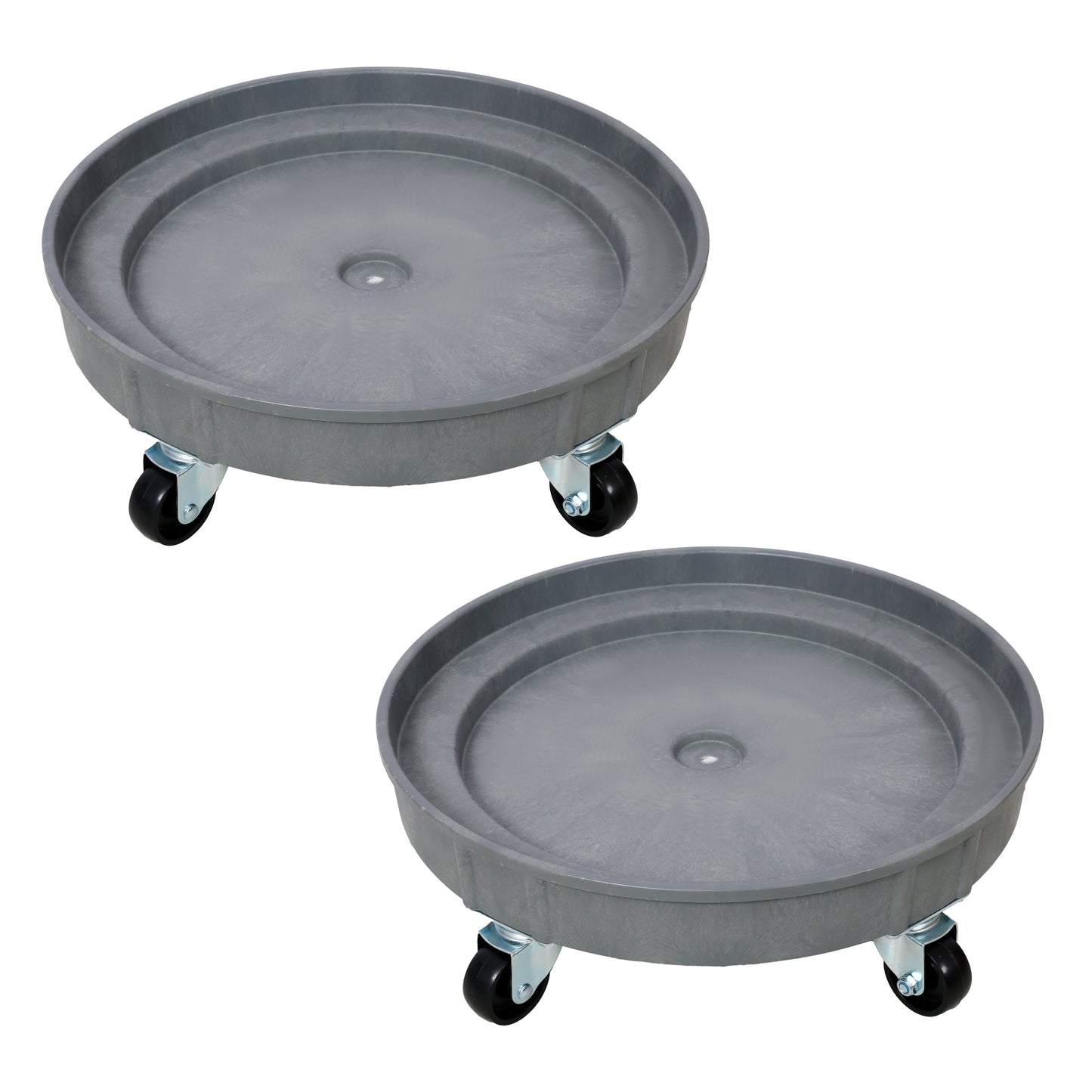 2-Piece Set Heavy Duty Plastic Drum Dolly for 30 & 55 Gallon Barrels, 900 lb. Capacity, 5 Swivel Casters