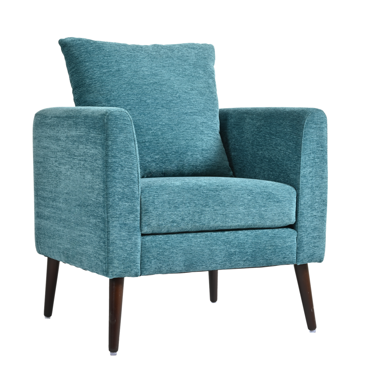 Accent Chair, Boucle Chair, Barrel Chair, Fabric Armchair Club Chair, Upholstered Arm Chair with Solid Wood Legs, Waist Pillow, Padded Single Chair for Living Room/Bedroom/Study/Waiting Room, Teal SolidRoot Buy Furniture USA