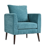 Accent Chair, Boucle Chair, Barrel Chair, Fabric Armchair Club Chair, Upholstered Arm Chair with Solid Wood Legs, Waist Pillow, Padded Single Chair for Living Room/Bedroom/Study/Waiting Room, Teal SolidRoot Buy Furniture USA