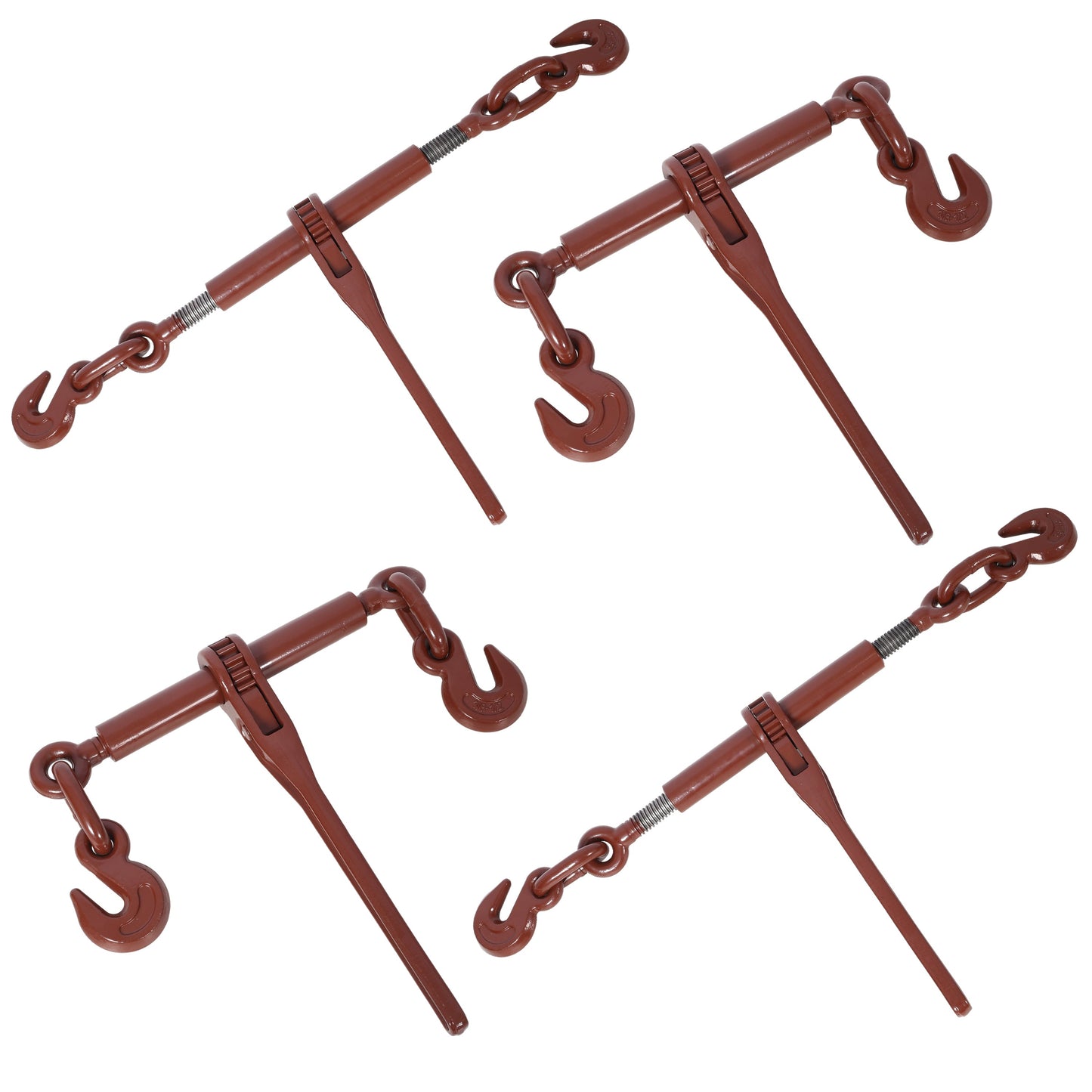 Heavy duty 3/8' – 1/2' Ratchet Binders, 9200lbs Working Load breaking, G70 Hooks Adjustable Length, 4-Pack, Red SolidRoot Buy Furniture USA