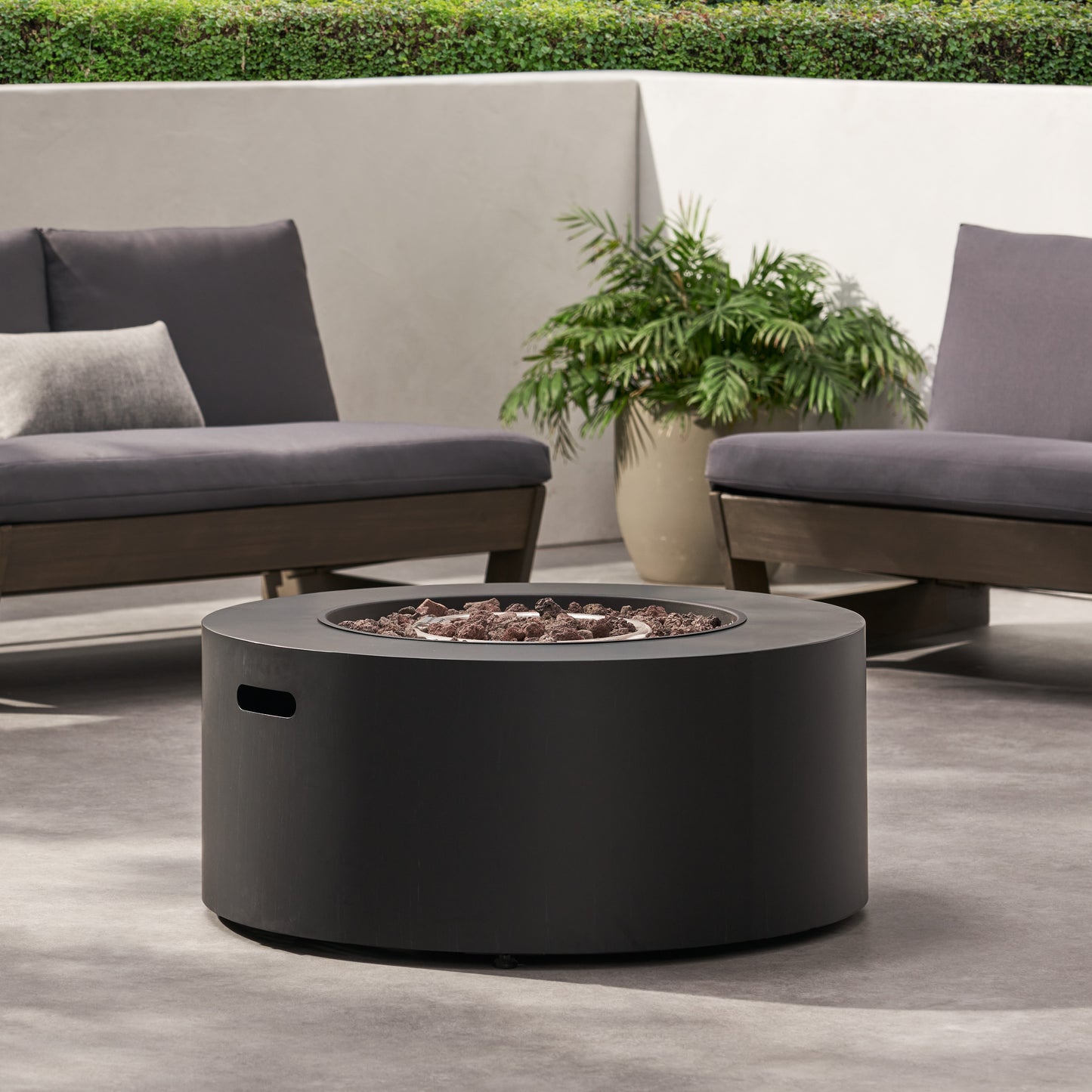 32" Patio 40,000 BTU Round Iron Propane Fire Pit, Dark Grey (Tank Cover not Included) - SolidRoot Buy Furniture USA