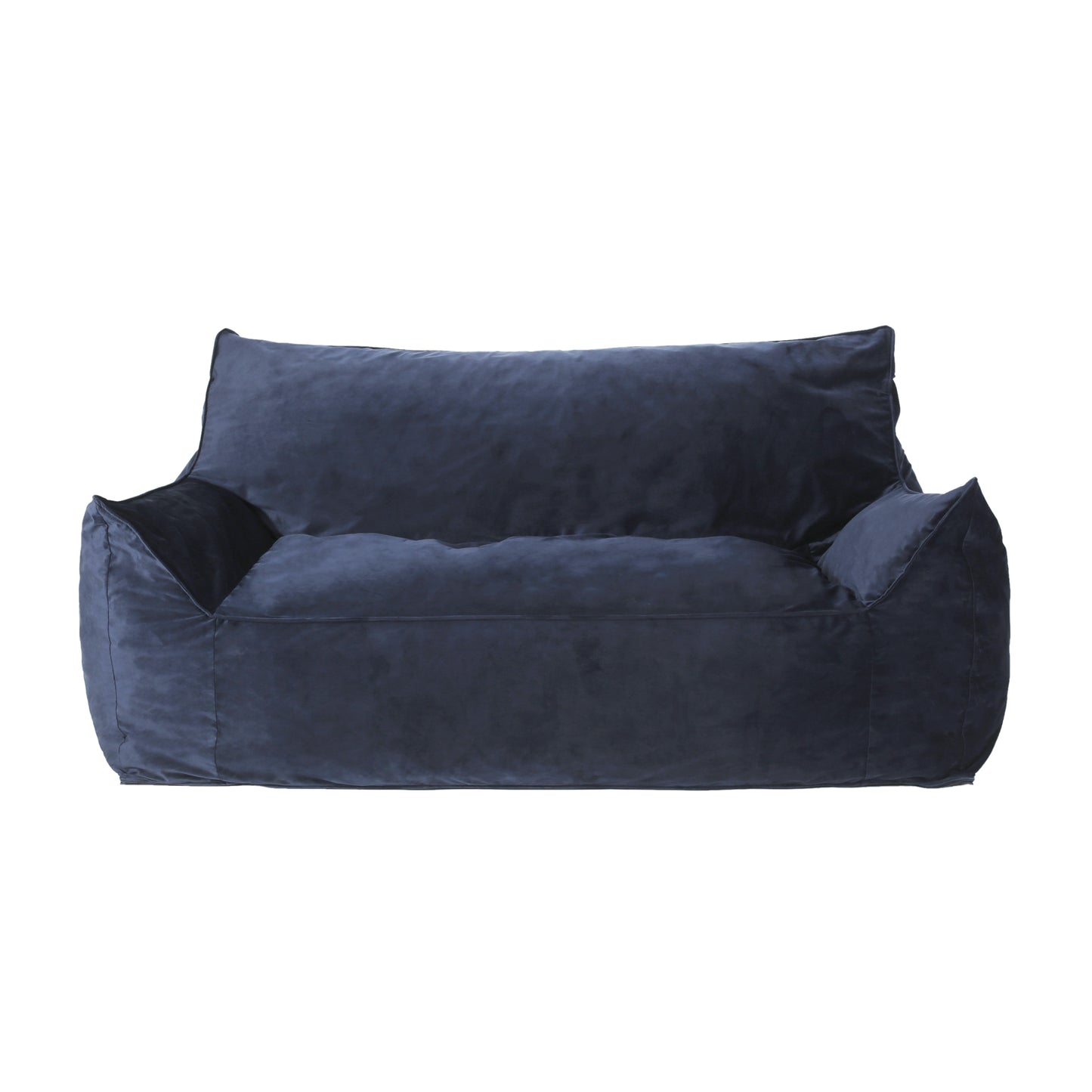 Fila Velveteen 2-Seater Oversized Bean Bag Chair with Armrests, Dark Blue Velvet, 60x40 Inches SolidRoot Buy Furniture USA