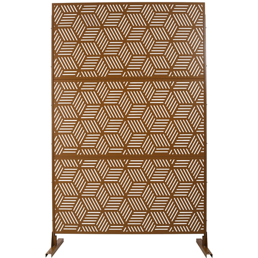 Outdoor & Indoor Privacy Screen Metal Privacy Screen 76' H×48' W, Freestanding Decorative Privacy Screen for Deck Balcony Patio, Privacy Fence Panels for Outside Lawn Garden PS116 BROWN SolidRoot Buy Furniture USA