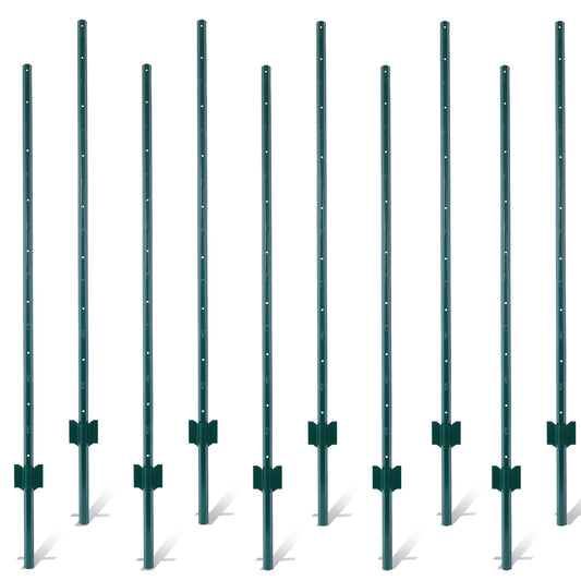 Fence Posts 5Feet - 10Pack, Heavy Duty Metal Fence Post with U-Channel, Steel Fence U-Post for Holding Garden Wire Fence, Corner Anchor Posts etc. SolidRoot Buy Furniture USA