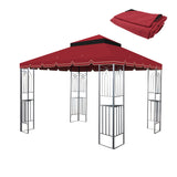 10x10 Ft Outdoor Patio Gazebo Replacement Canopy,Double Tiered Gazebo Tent Roof Top Cover Only GreatWall border(Frame Not Include)-Red SolidRoot Buy Furniture USA