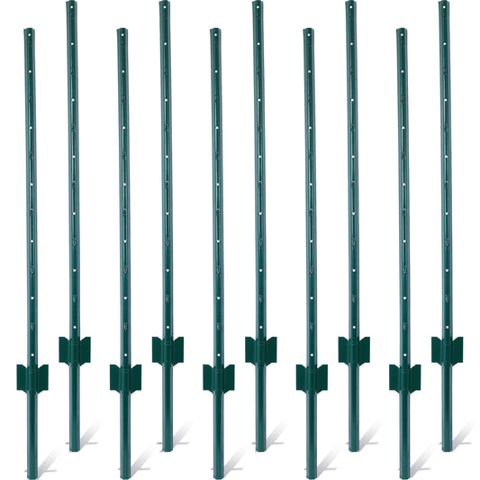 Fence Posts 4Feet - 10Pack, Heavy Duty Metal Fence Post with U-Channel, Steel Fence U-Post for Holding Garden Wire Fence, Corner Anchor Posts etc. SolidRoot Buy Furniture USA