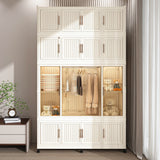 Portable Wardrobe Closet Storage Organizer for Clothes,Clothes Dresser,17 Magnetic Doors-17 Cubes & 1 Hanging Rod,6 pcs hangers , Baby Wardrobe Storage Cabinet,White SolidRoot Buy Furniture USA