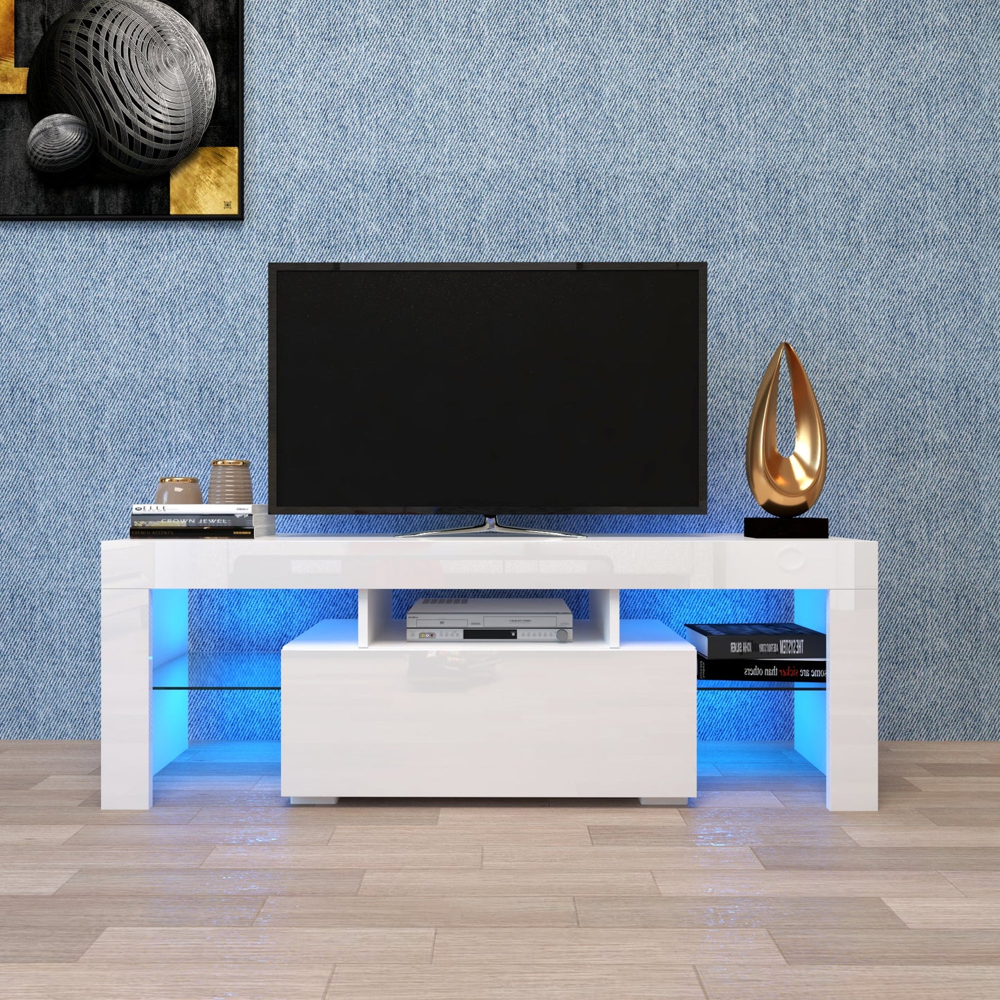 Entertainment TV Stand, Large TV Stand TV Base Stand with LED Light TV Cabinet. SolidRoot Buy Furniture USA