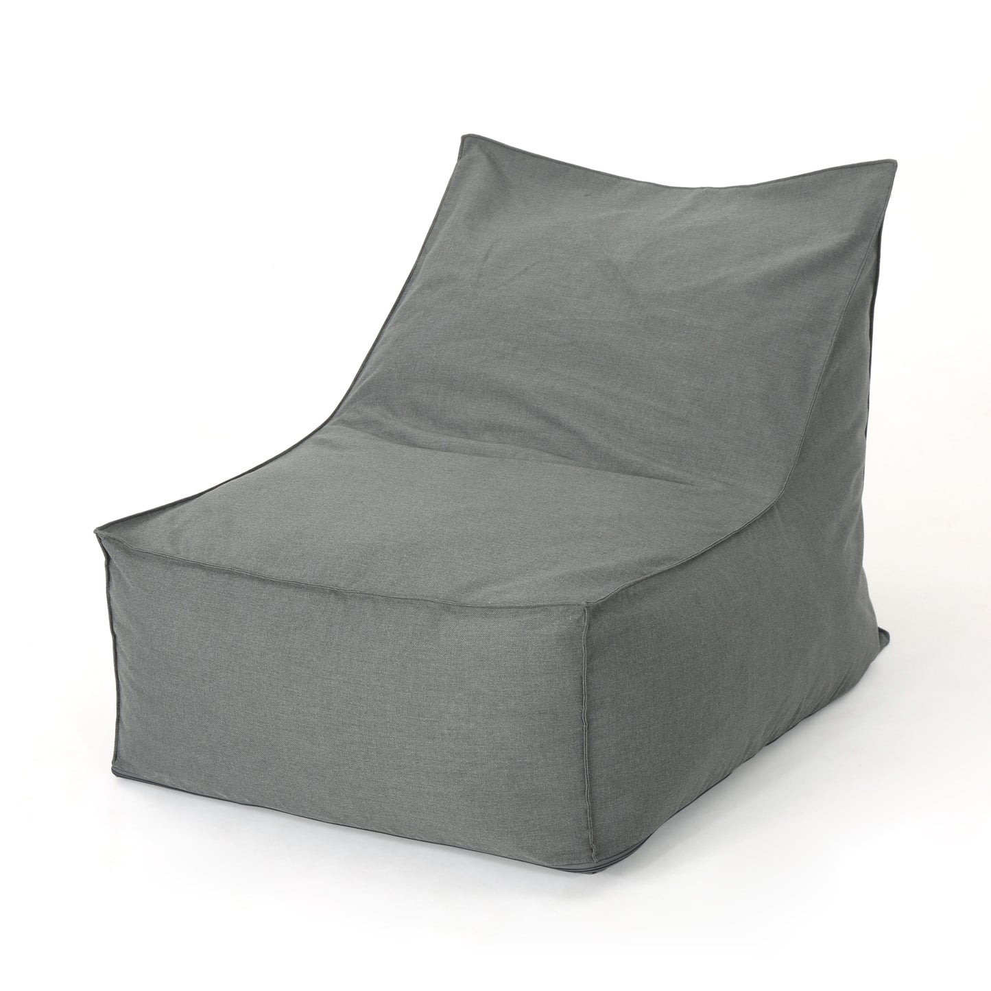 Ettie Water Resistant Fabric Bean Bag Chair, Dark Grey, 3 Ft. SolidRoot Buy Furniture USA