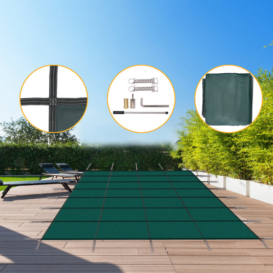 Premium Inground Pool Safety Cover with Hardware, Green Polypropylene Mesh, 18x36ft SolidRoot Buy Furniture USA