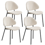 Set of 4 Upholstered Boucle Fabric Dining Chairs Mid-Century Modern Dining Chairs with Curved Backrest for Dining Room Kitchen (White) SolidRoot Buy Furniture USA