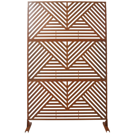 PS101 Rusty Outdoor & Indoor Freestanding Metal Privacy Screen, 76' H x 48' W, Decorative Privacy Fence Panels for Deck, Balcony, Patio SolidRoot Buy Furniture USA