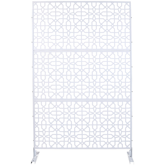 Outdoor & Indoor Metal Privacy Screen 76' H×48' W Freestanding Decorative Privacy Screen White SolidRoot Buy Furniture USA
