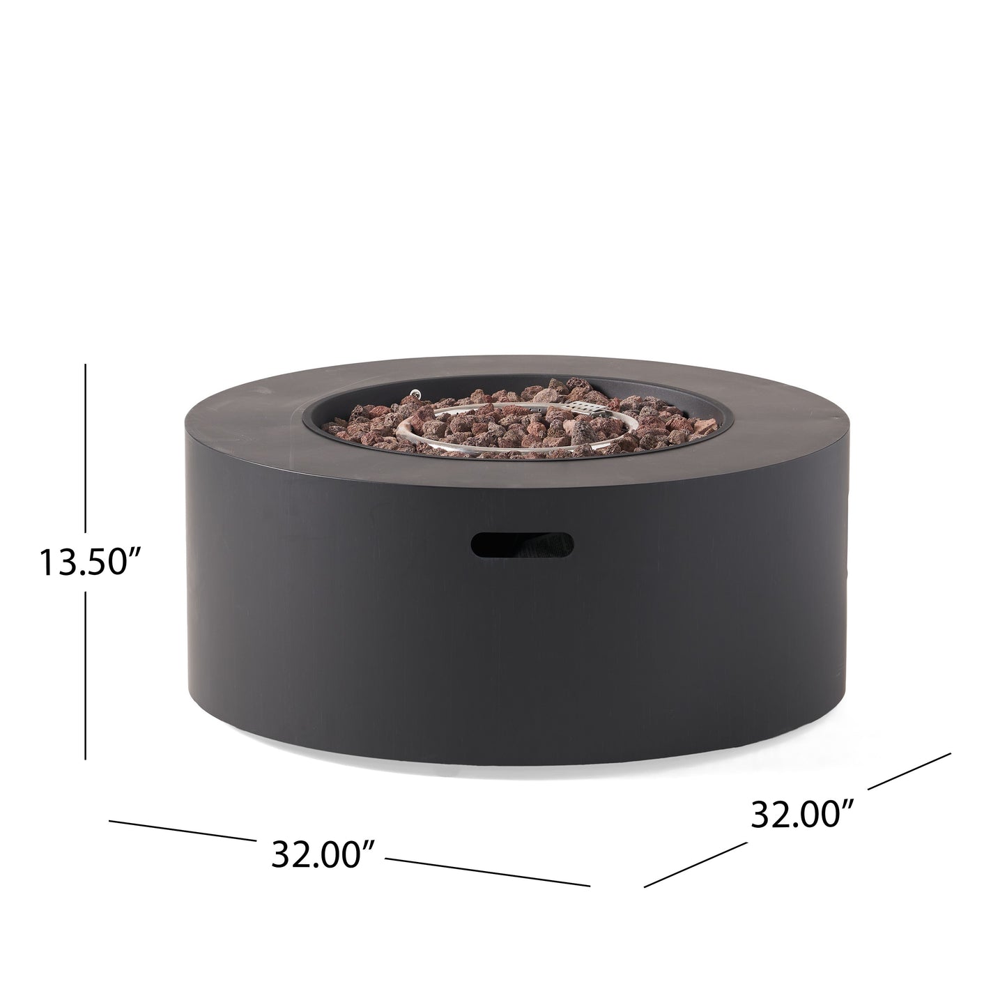 32" Patio 40,000 BTU Round Iron Propane Fire Pit, Dark Grey (Tank Cover not Included) - SolidRoot Buy Furniture USA