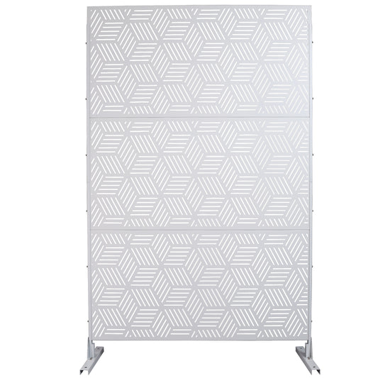 Outdoor & Indoor Privacy Screen Metal Privacy Screen 76' H×48' W, Freestanding Decorative Privacy Screen for Deck Balcony Patio, Privacy Fence Panels for Outside Lawn Garden PS116 WHITE SolidRoot Buy Furniture USA