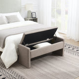 Modern Bed End Bench with Storage,Upholstered Large Foot Rest Stool, Comfy Window Vanity Bench for Living Room,Bedroom,Dorm,Coffee Table,Linen Grey Brown Livingsource