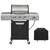 Propane Grill 3 Burner Barbecue Grill Stainless Steel Gas Grill with Side Burner and Cover for Outdoor BBQ, Camping SolidRoot Buy Furniture USA