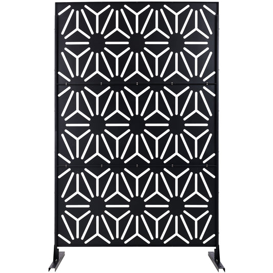 Outdoor & Indoor Privacy Screen Metal Privacy Screen 76' H×48' W, Freestanding Decorative Privacy Screen for Deck Balcony Patio, Privacy Fence Panels for Outside Lawn Garden PS118 BLACK SolidRoot Buy Furniture USA