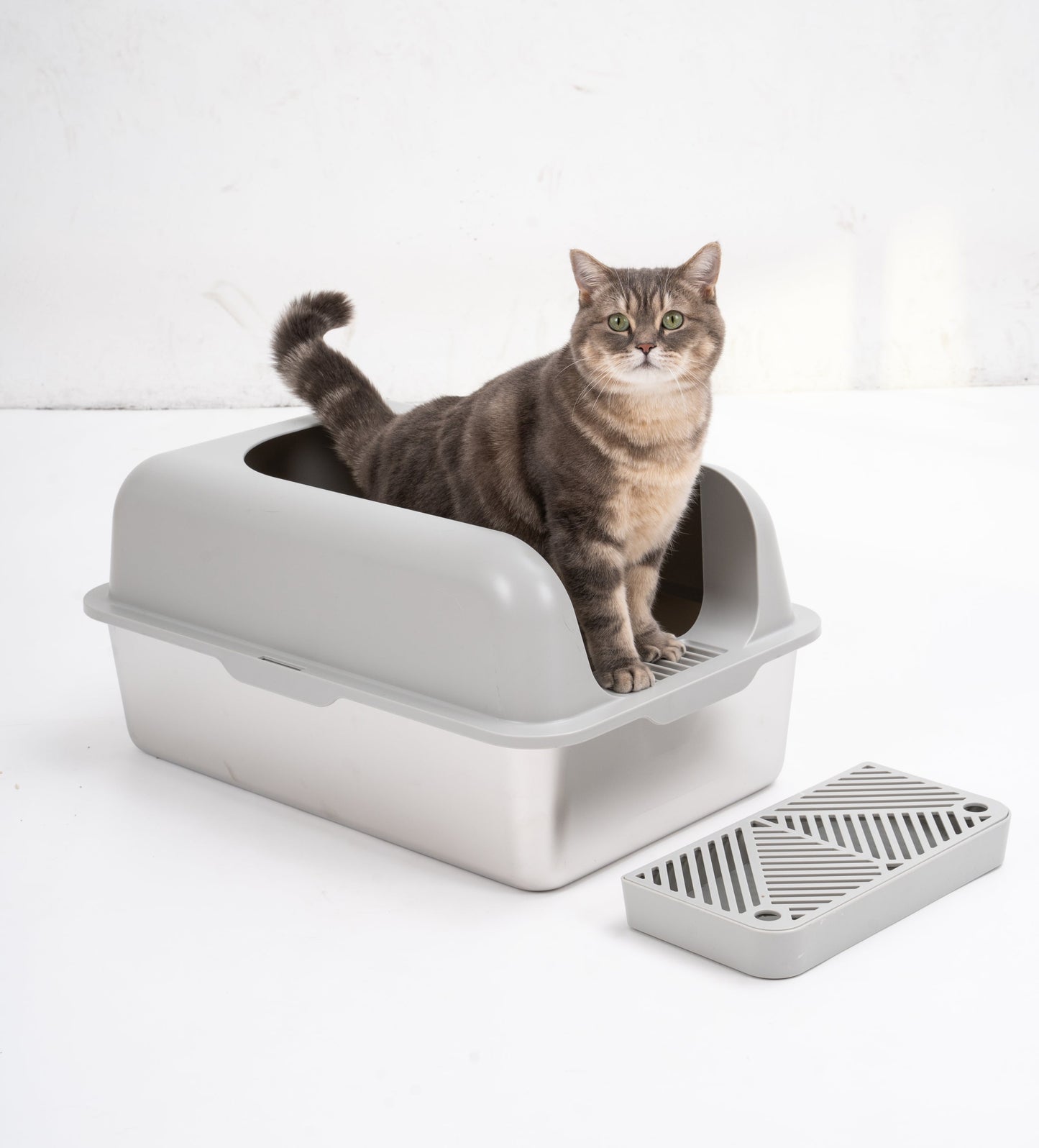 Enclosed Stainless Steel Cat Litter Box with Lid Extra Large, Litter Box for Big Cats XL Metal Litter Pan Tray with High Wall Sides Enclosure, Non-Sticky, Anti-Leakage, Easy Clean, Xmas Christmas Gift SolidRoot Buy Furniture USA