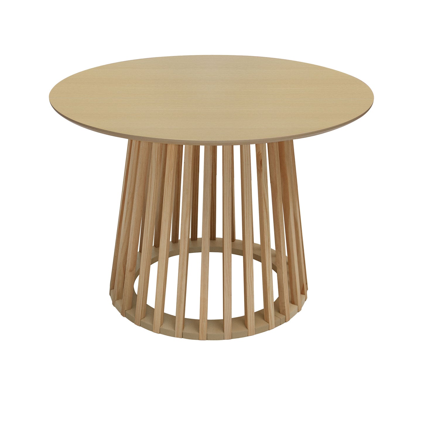 Modern Round Coffee Table with Grille Molding – MDF Oak Finish for Living Room, Bedroom, or Balcony SolidRoot Buy Furniture USA