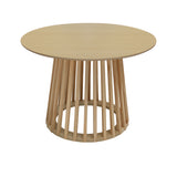 Modern Round Coffee Table with Grille Molding – MDF Oak Finish for Living Room, Bedroom, or Balcony SolidRoot Buy Furniture USA