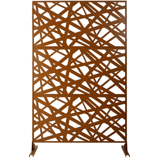 Outdoor & Indoor Privacy Screen Metal Privacy Screen 76' H×48' W, Freestanding Decorative Privacy Screen for Deck Balcony Patio, Privacy Fence Panels for Outside Lawn Garden PS117 BROWN SolidRoot Buy Furniture USA