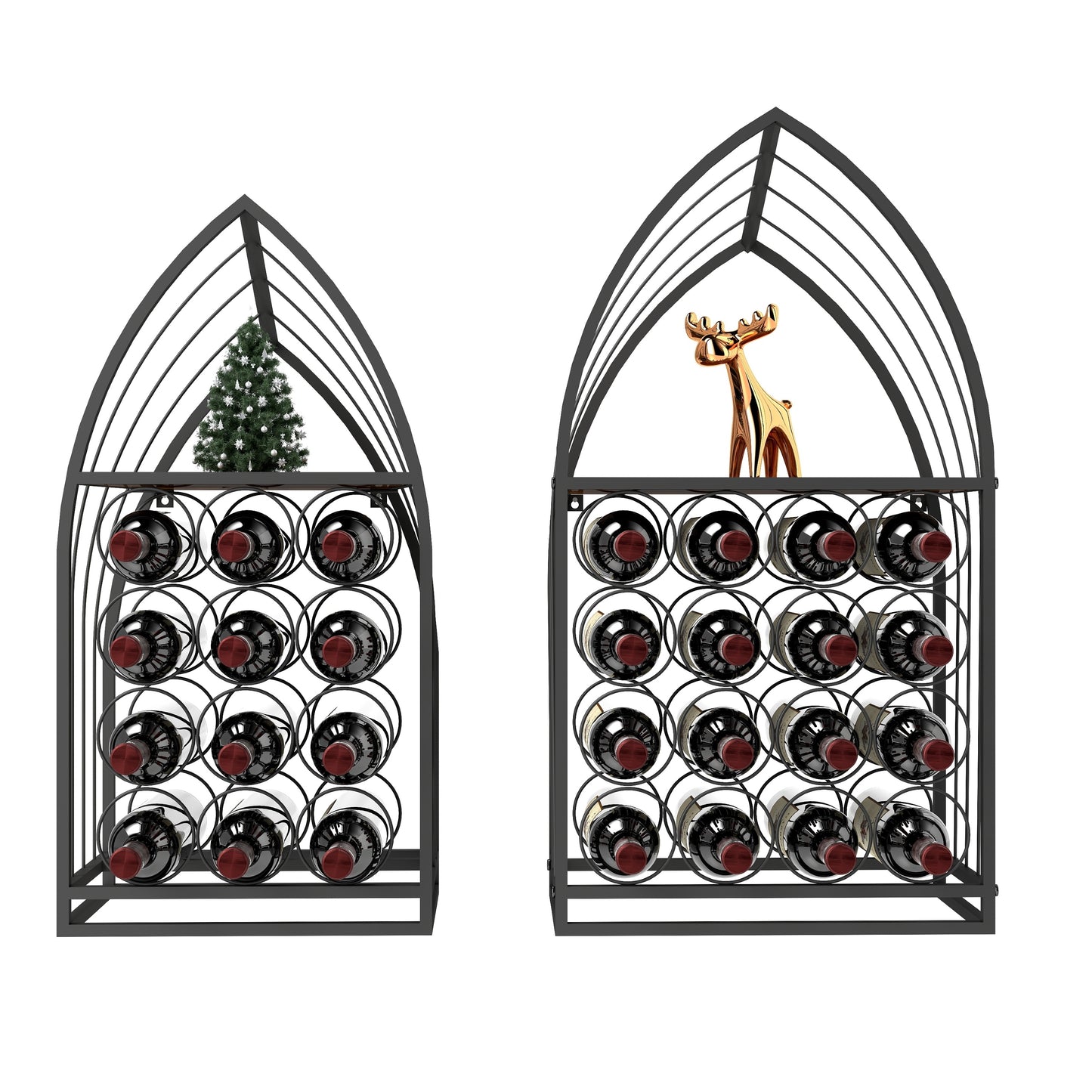 Sailboat Shaped Wine Cabinet Rack, 2 Piece Display Rack, Freestanding Wine Cabinet with Bottle Storage, Spirits and Wine Home Bar, Kitchen, Dining Room Storage Rack SolidRoot Buy Furniture USA